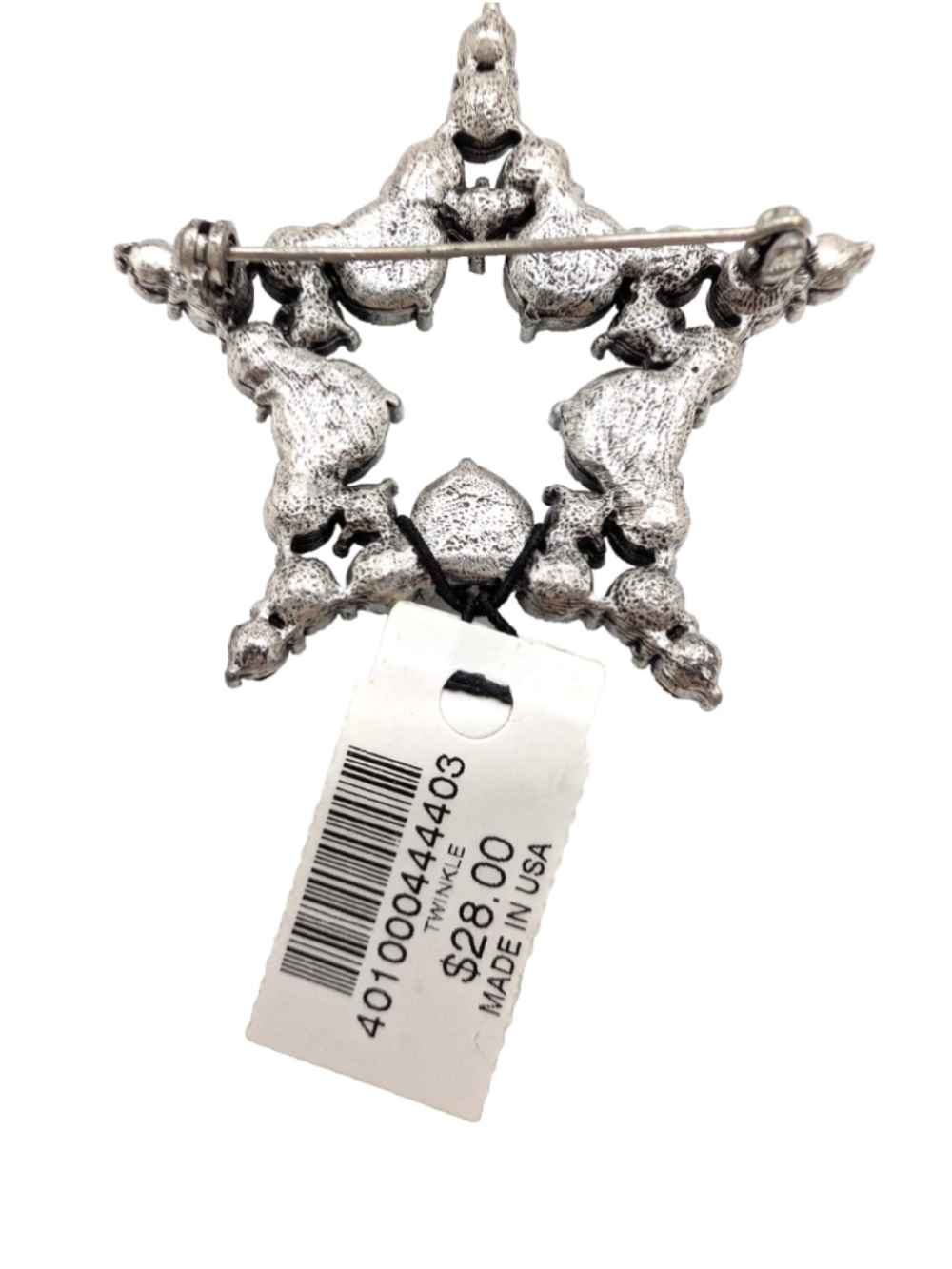 Chico's Statement Star Brooch Pin Sparkly Gray 2" NWT - Picture 4 of 4